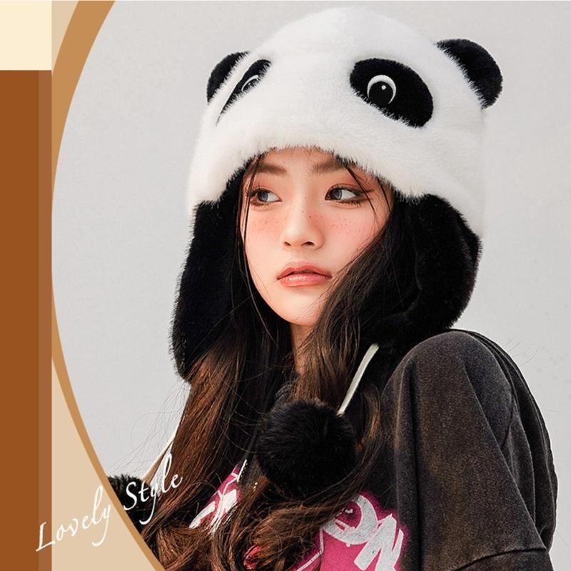 Winter Trapper Hat - Panda Ear Hat Panda Earflap Hat