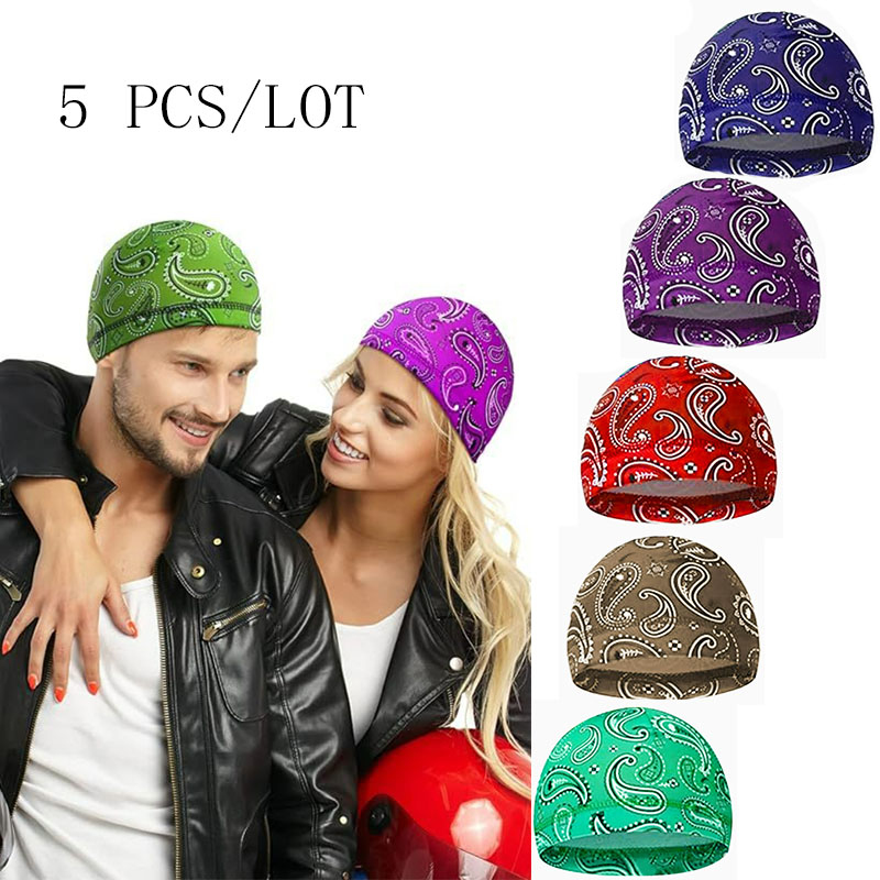 Skull Cap Helmet Liner - 5 PCS Paisley Print Cooling Skull