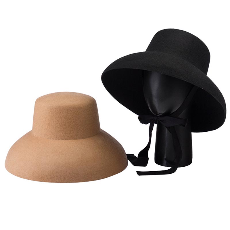 Retro Style Pure Wool Hat Wide - Fedora Hat Wool のレビューと価格