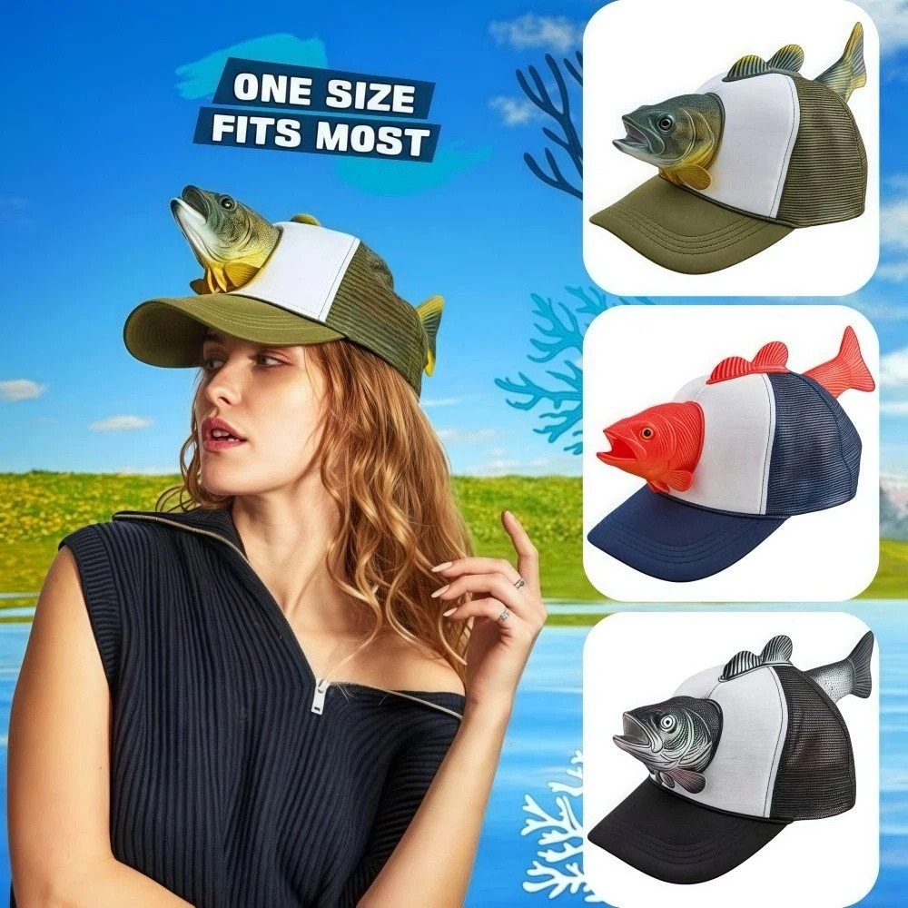 Funny 3D Fish Animal Trucker H - Trucker Cap Mesh のレビューと価格