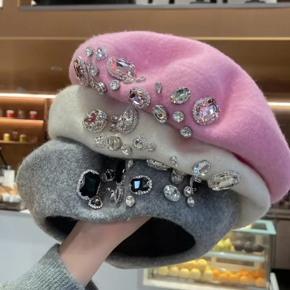 French Beret Thick Rhinestone  - Beret French Wool のレビューと価格