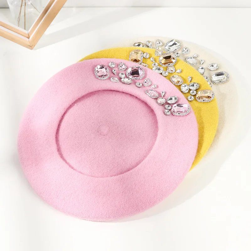Stunning Rhinestone Wool Beret - Beret French Wool のレビューと価格