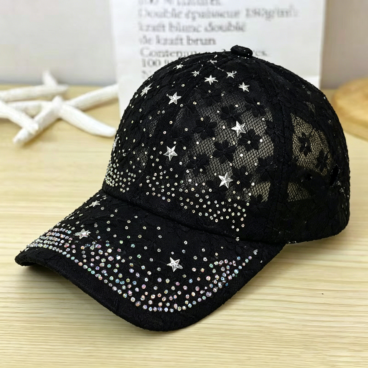 Shiny Rhinestone Lace Flower B - Baseball Cap Structured のレビューと価格