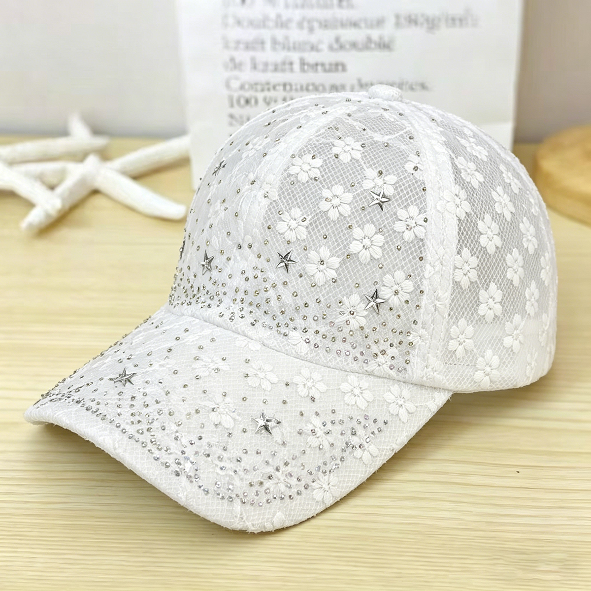 Shiny Rhinestone Lace Flower B - Baseball Cap Structured のレビューと価格