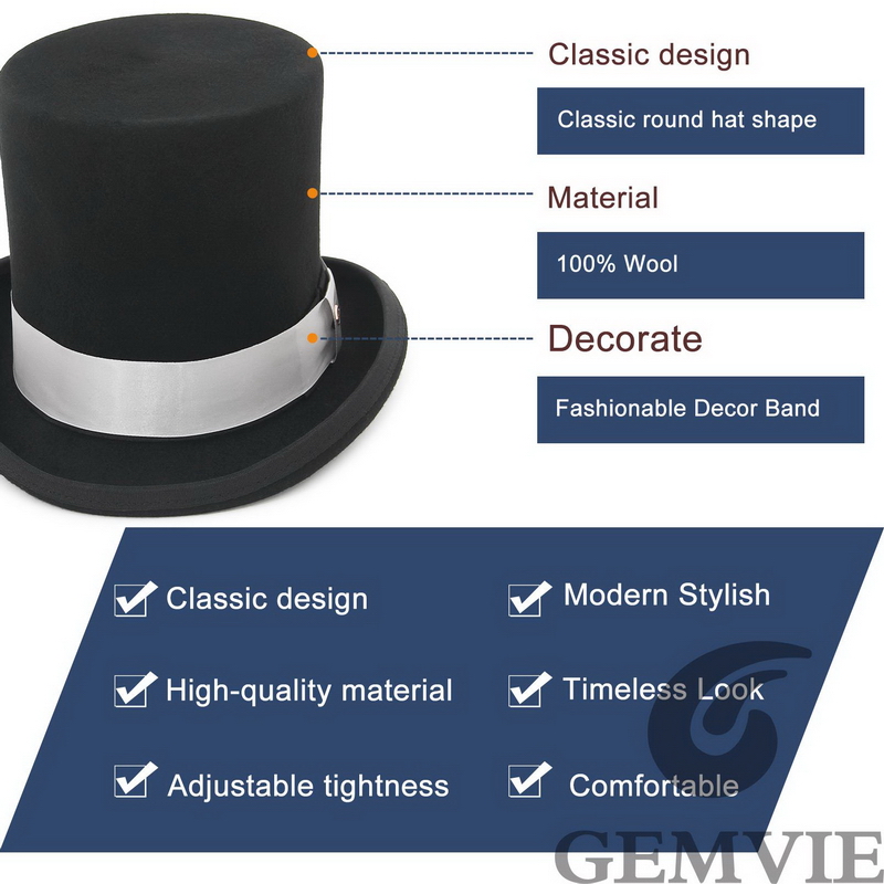 GEMVIE 17cm 100% Wool Felt Top - Fedora Hat Wool のレビューと価格