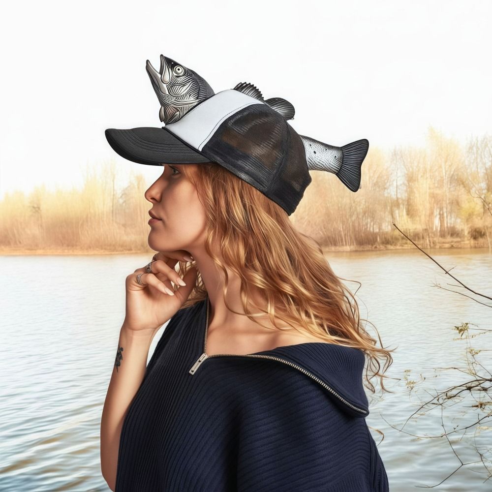 Funny 3D Fish Animal Trucker H - Trucker Cap Mesh のレビューと価格