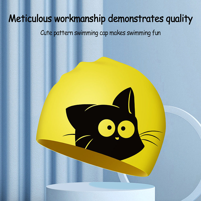Cute Cat Swimming Cap For Long - Swim Hat Silicone のレビューと価格