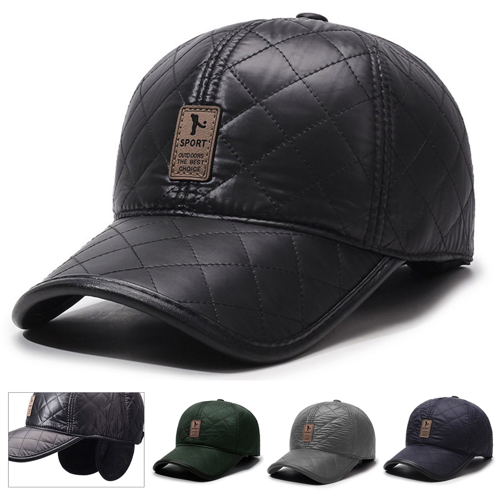 Winter Men PU Baseball Cap War - Winter Trapper Hat のレビューと価格