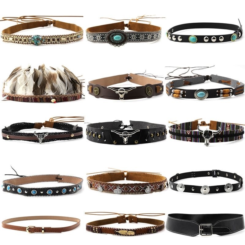 Retro Ethnic Style Belt, Headb - Cowboy Hat Straw のレビューと価格