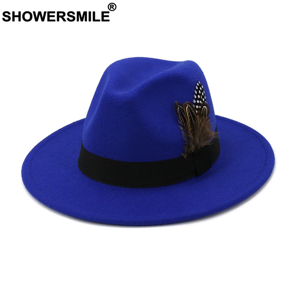SHOWERSMILE Royal Blue Women M - Fedora Hat Wool のレビューと価格