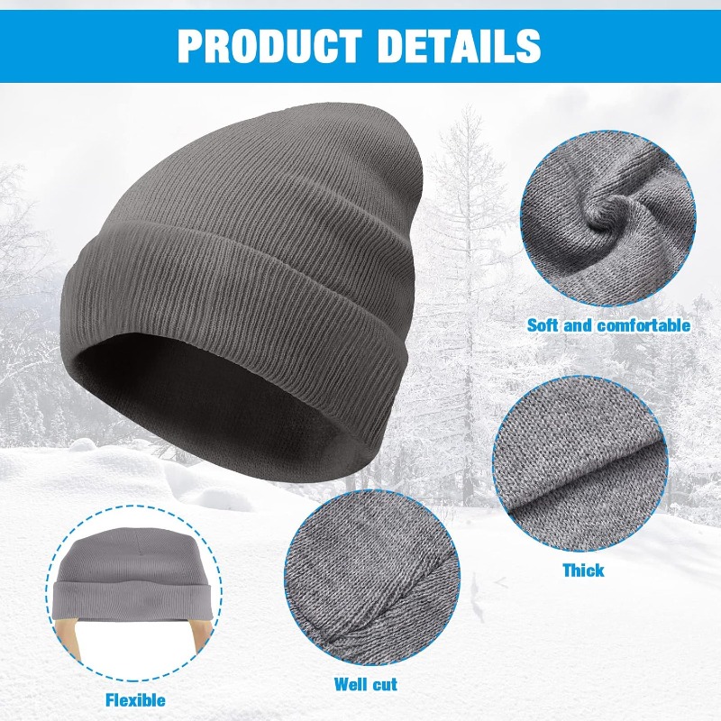 1pc Winter Warm Thick Beanie H - Beanie Cuffed Knit のレビューと価格