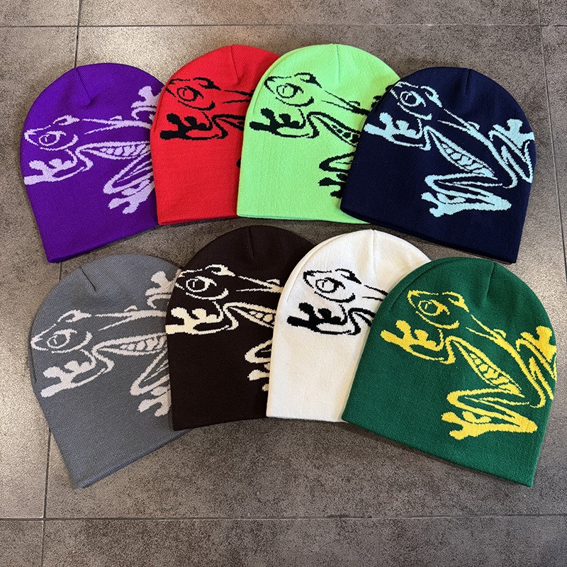 Tree Frog Print Beanie Men Wom - Beanie Cuffed Knit のレビューと価格