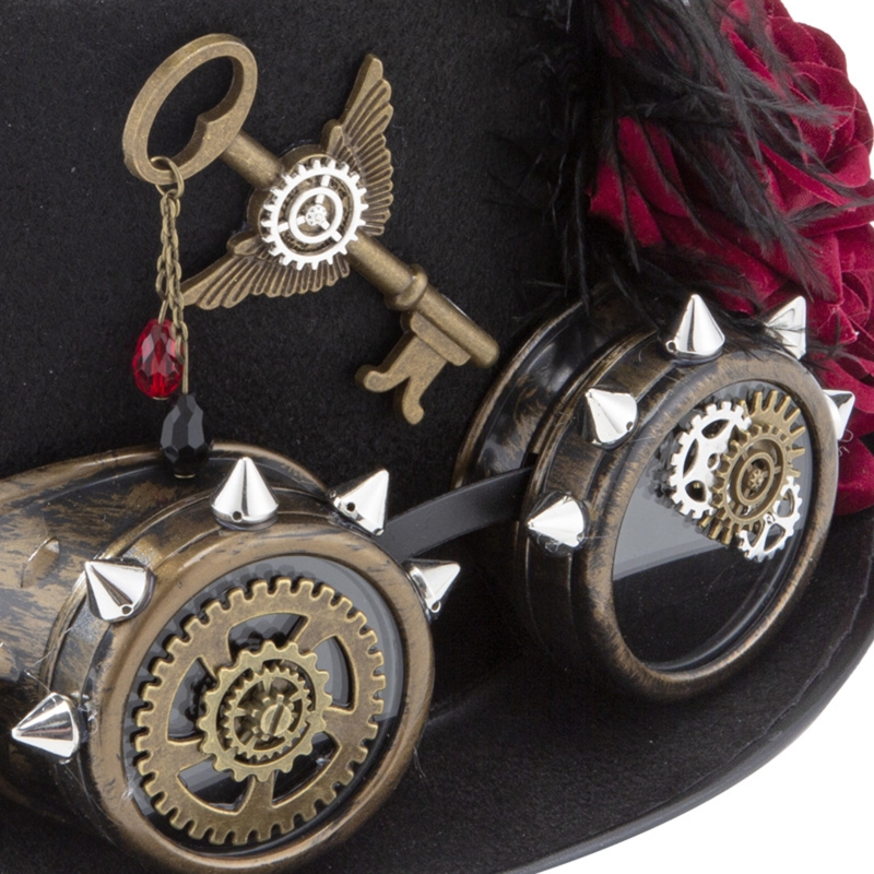 Y166 Vintage Steampunk Hat Top - Fedora Hat Wool のレビューと価格