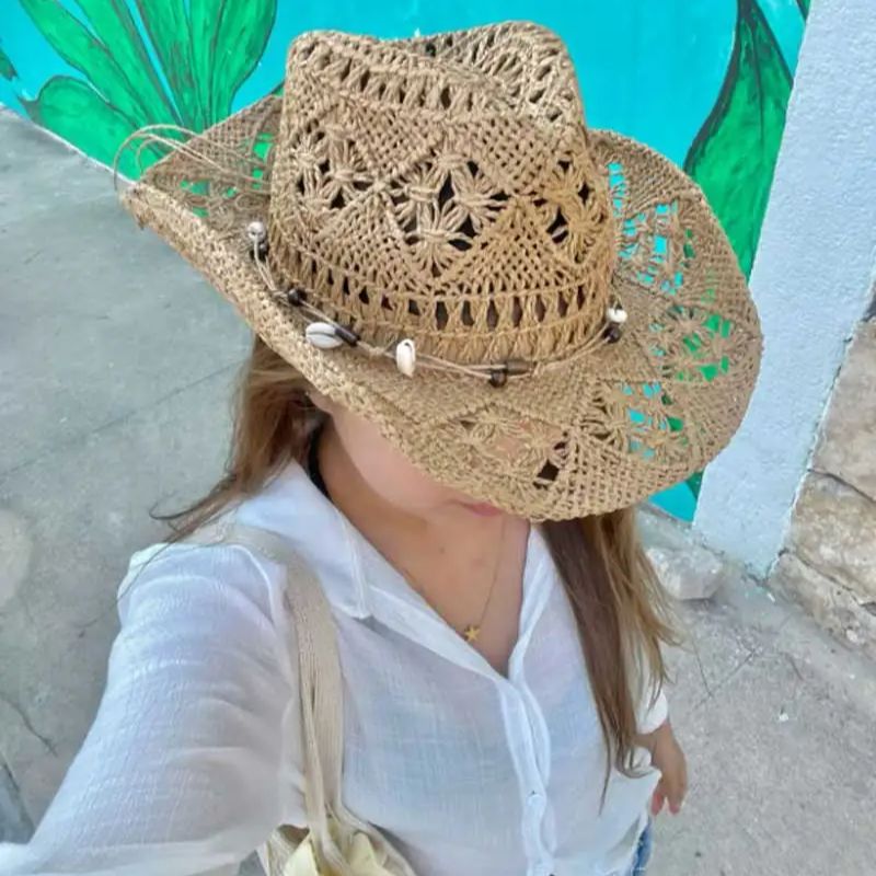 Summer Straw Hat Beach Women M - Cowboy Hat Straw のレビューと価格
