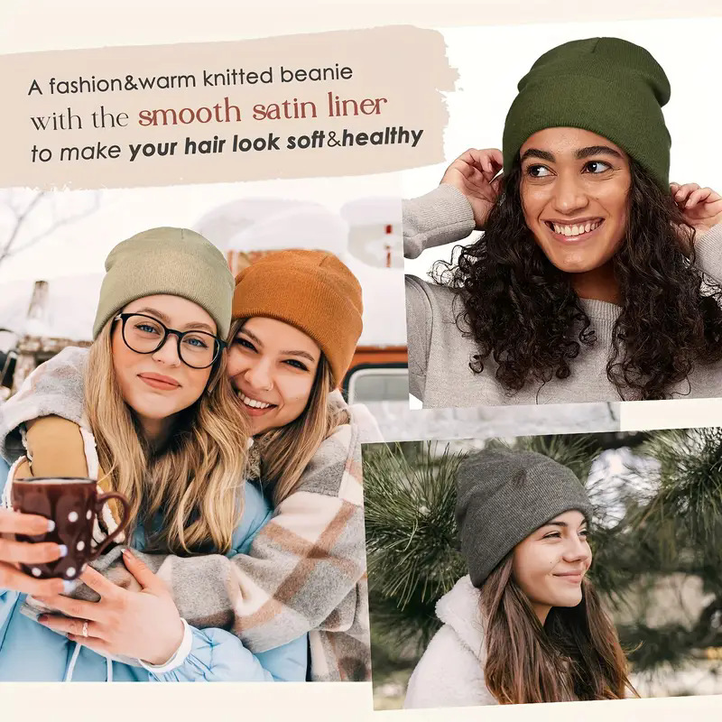 Unisex Satin Lined Anti Static - Beanie Cuffed Knit のレビューと価格