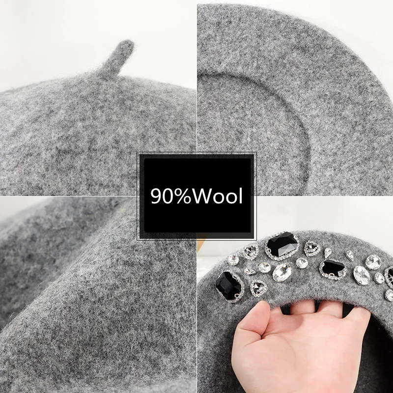 French Beret Thick Rhinestone  - Beret French Wool のレビューと価格