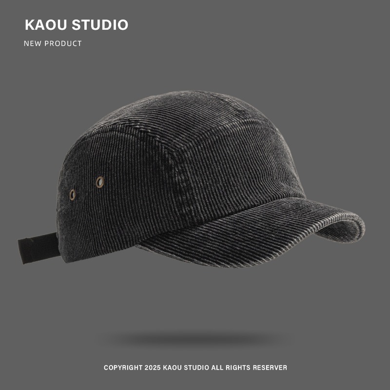 Japanese Retro Solid Color Cor - Corduroy Cap 5 Panel のレビューと価格