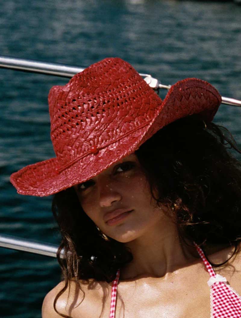 Cowboy hat red hand-painted su - Cowboy Hat Straw のレビューと価格