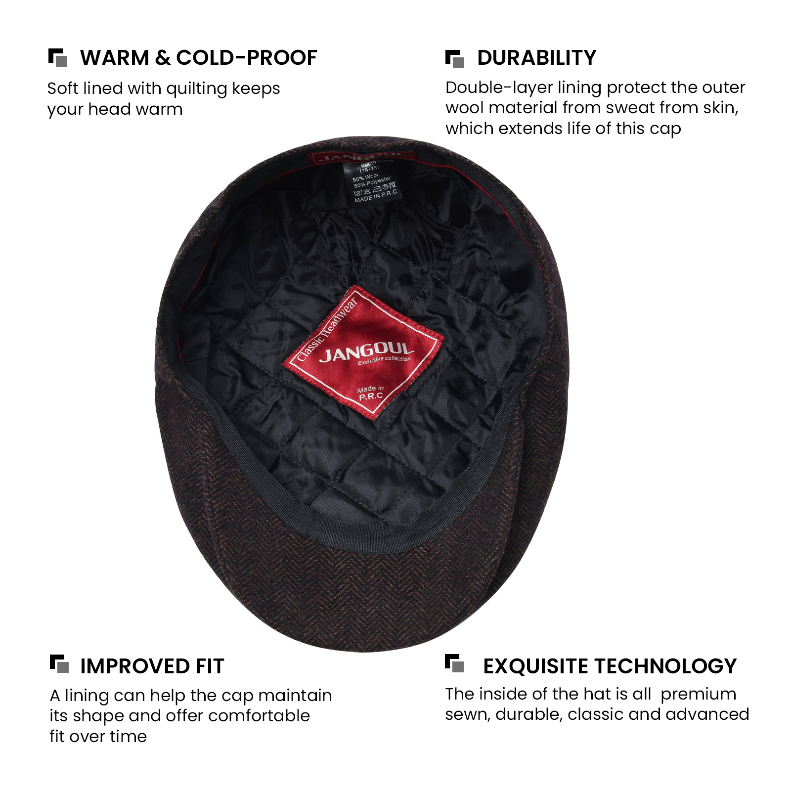 JANGOUL Herringbone Flat Ivy N - Newsboy Cap Ivy のレビューと価格