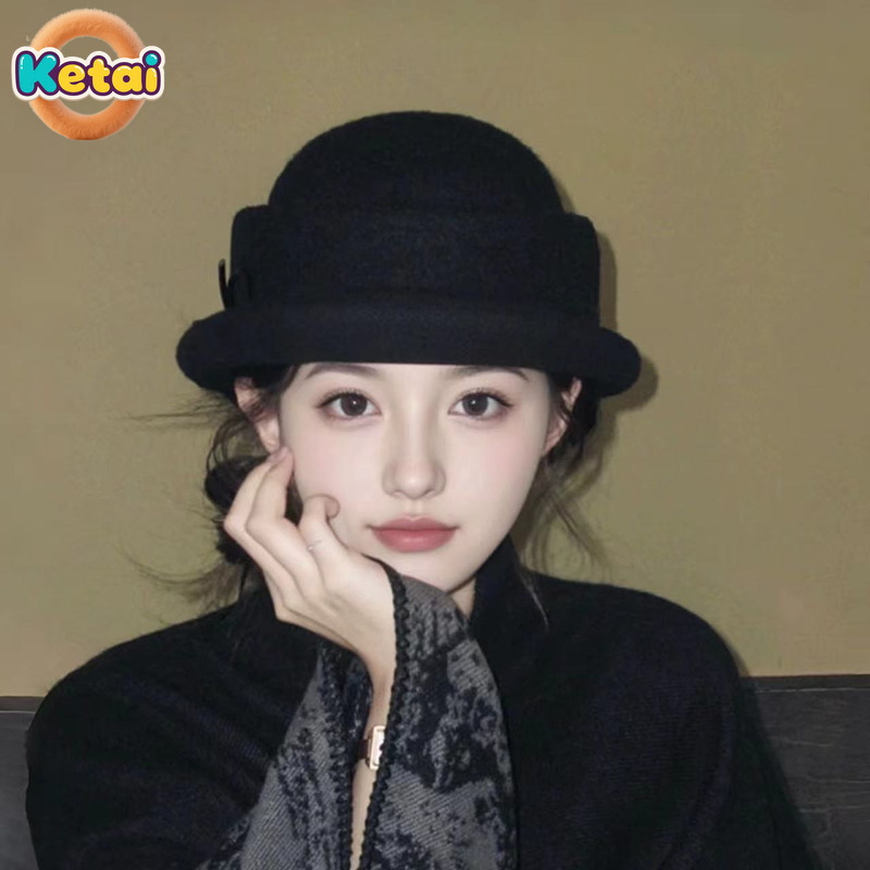 Black Wool Top Hat Beret Women - Beret French Wool のレビューと価格