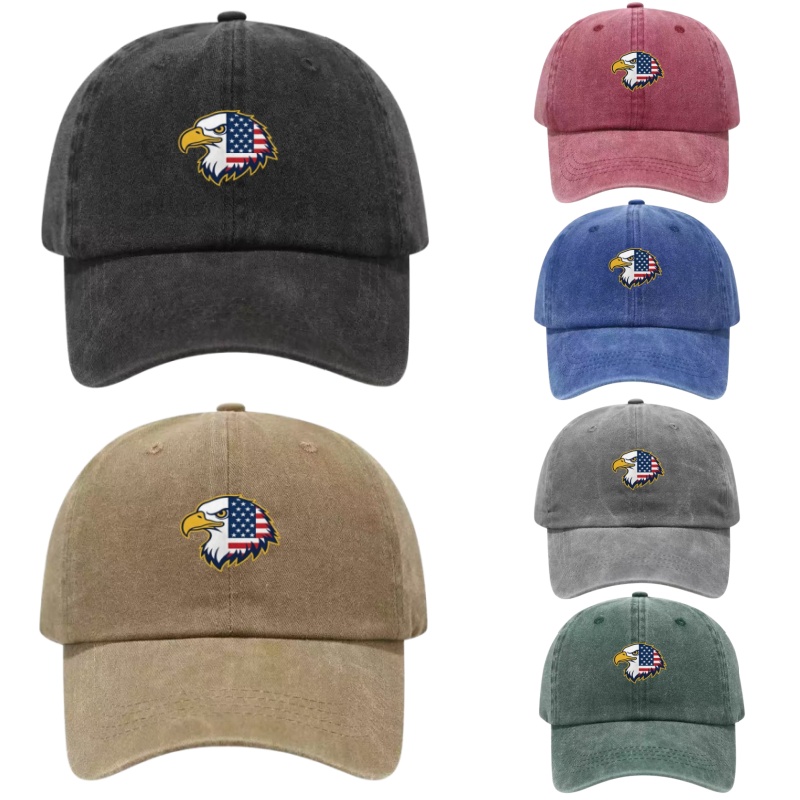 USA Bald Eagle Printed Washed  - Golf Cap Dad のレビューと価格
