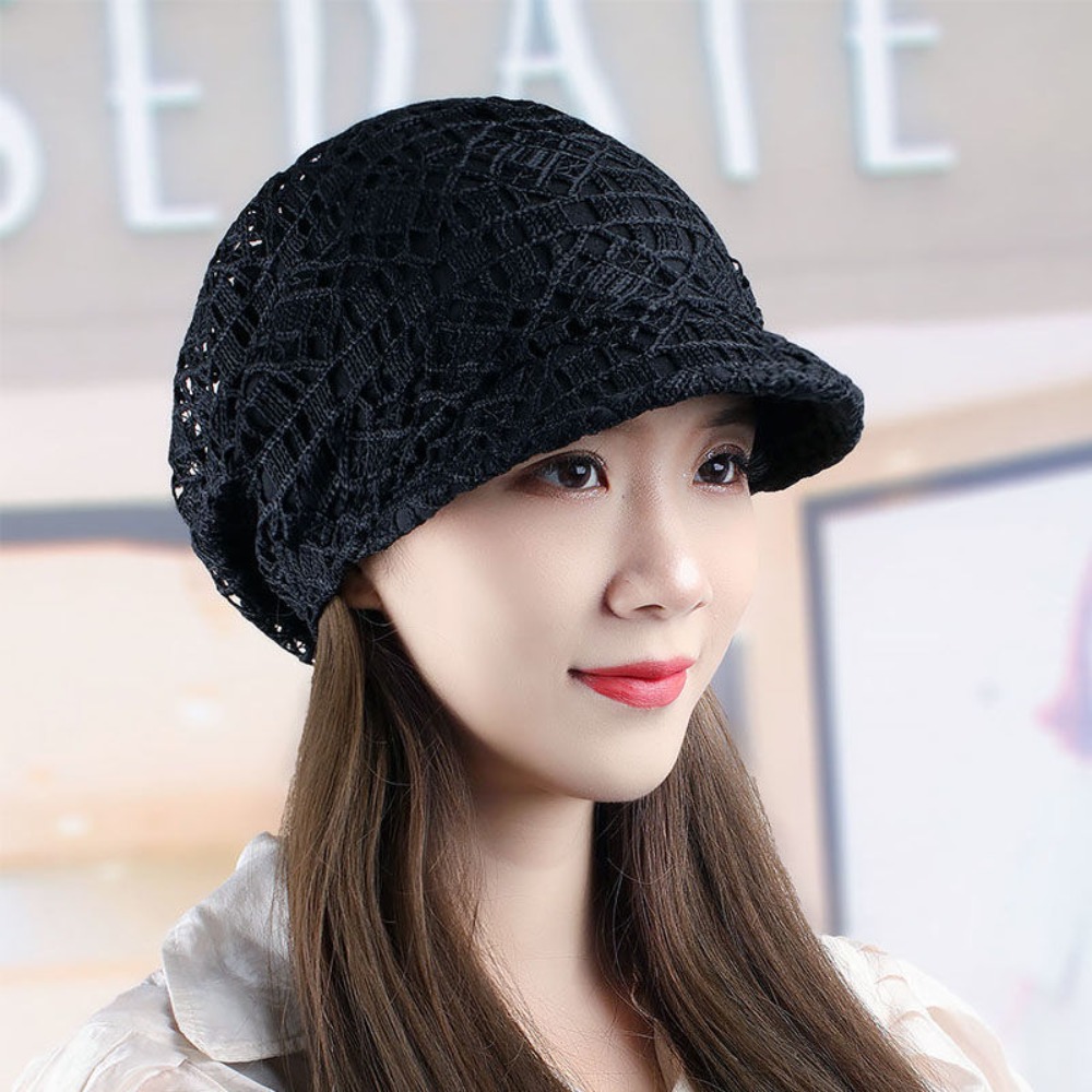 Hollow Out Flower Beanie Cap B - Baseball Cap Structured のレビューと価格