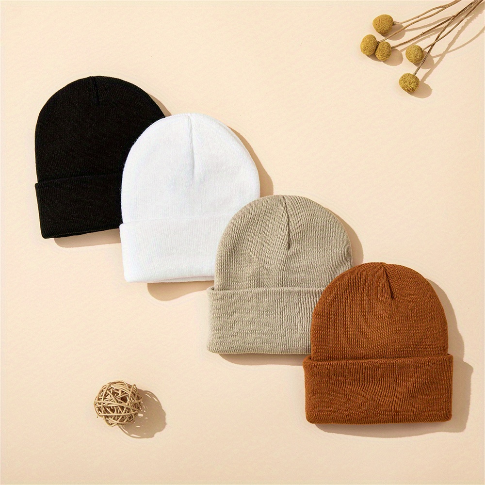 4pcs Baby Hat Knit Cuffed Bean - Beanie Cuffed Knit のレビューと価格