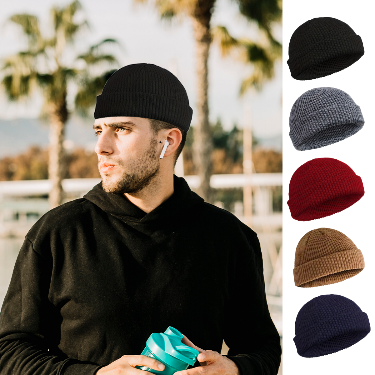 Winter Knitted Hat Warm Outdoo - Beanie Cuffed Knit のレビューと価格