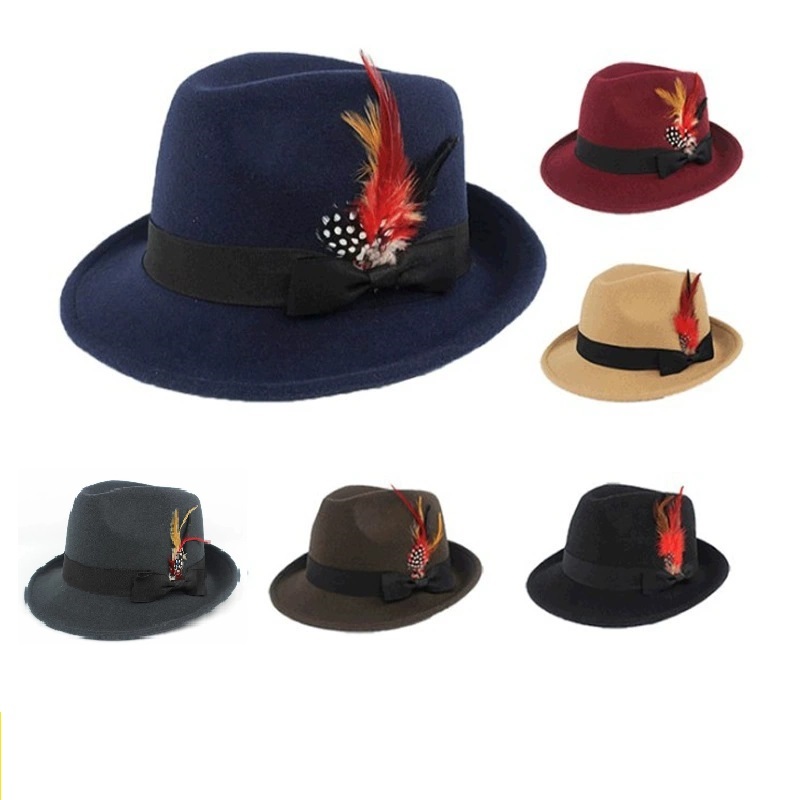 Hot-Selling Feather Top Hat Br - Fedora Hat Wool のレビューと価格